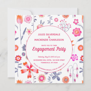 Modern Pink Flower Garden Boho Verlobung Einladung