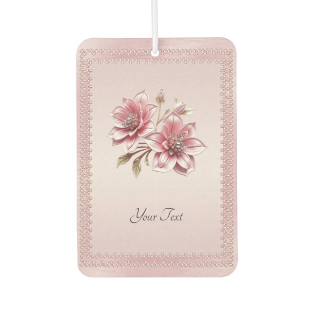Modern Pink Flowers Air Freshener Autolufterfrischer (Vorderseite)