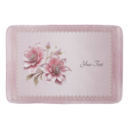 Modern Pink Flowers Bath Mat Badematte