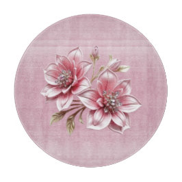 Modern Pink Flowers Cutting Board Schneidebrett