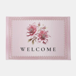Modern Pink Flowers Doormat Fußmatte