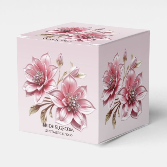 Modern Pink Flowers Favor Box Geschenkschachtel (Vorderseite)