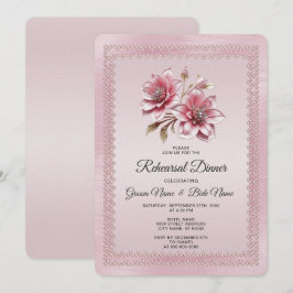 Modern Pink Flowers Rehearsal Dinner Einladung