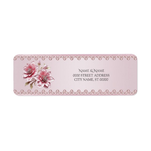 Modern Pink Flowers Return Address Label (Vorne)