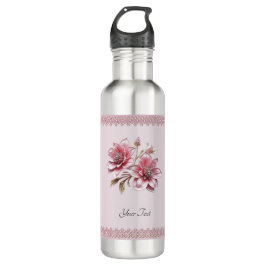 Modern Pink Flowers Water Bottle Edelstahlflasche