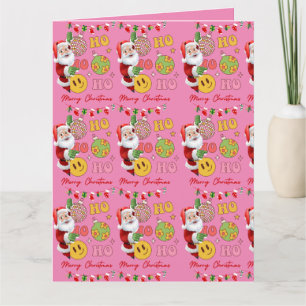 Modern Pink frohe Weihnachtsmann Karte