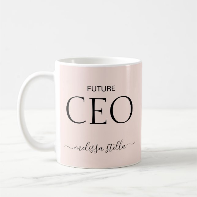 Modern Pink Future CEO Name | Girly Gift Kaffeetasse (Links)