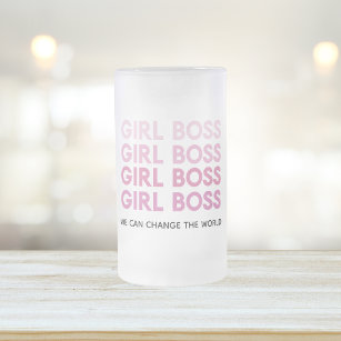 Modern Pink Girl Boss Bestes Girl-Geschenk Mattglas Bierglas