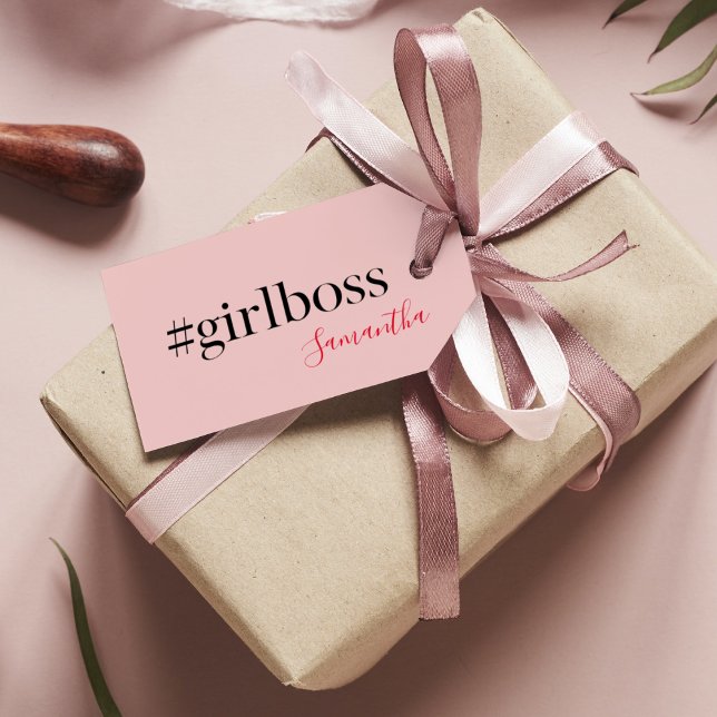 Modern Pink Girl Boss & Name Best Girly Geschenkanhänger (Von Creator hochgeladen)