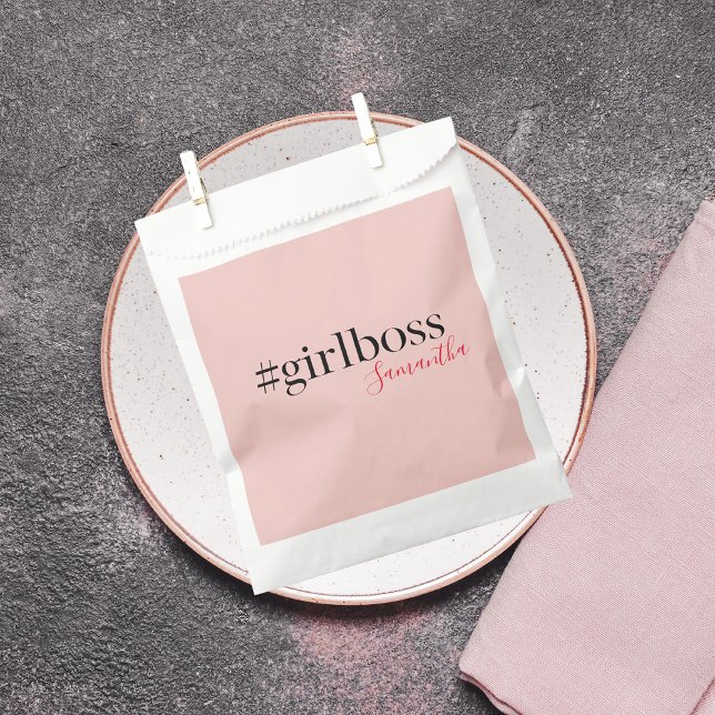 Modern Pink Girl Boss & Name Best Girly Geschenktütchen (Von Creator hochgeladen)
