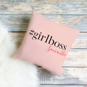 Modern Pink Girl Boss & Name Best Girly Kissen