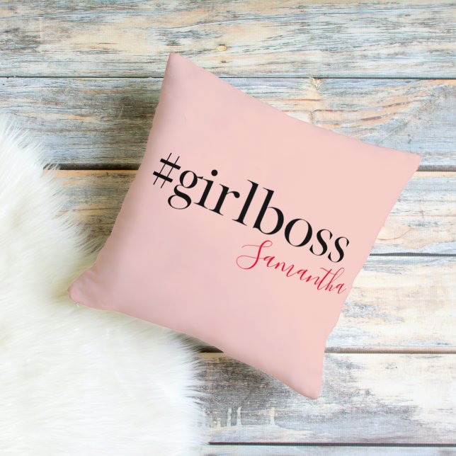 Modern Pink Girl Boss & Name Best Girly Kissen (Von Creator hochgeladen)