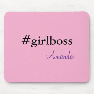 Modern Pink Girl Boss & Name | best Girly Mousepad