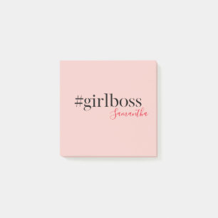 Modern Pink Girl Boss & Name Best Girly Post-it Klebezettel