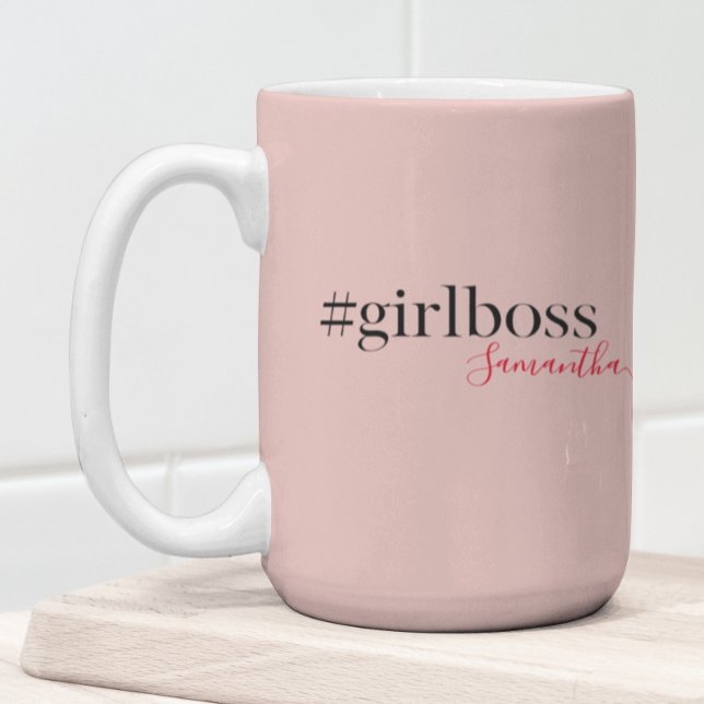 Modern Pink Girl Boss & Name Best Girly Zweifarbige Tasse (Von Creator hochgeladen)