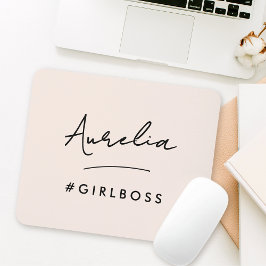 Modern Pink Girl Boss Script Name Bestes Girl-Gesc Mousepad