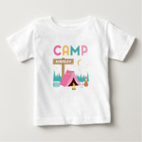 Modern Pink Girls Camping Geburtstag