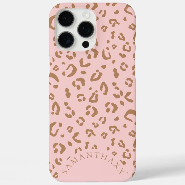 Modern Pink Girly Elegant Leopard Spots Pattern iPhone 16 Pro Max Hülle (Rückseite)