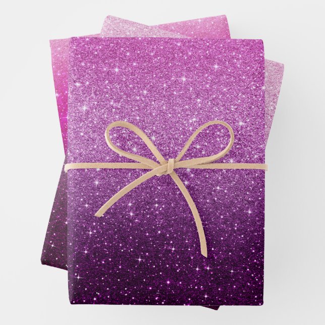 Modern Pink Glitzer Pattern ombre Geschenkpapier Set (Beispiel)