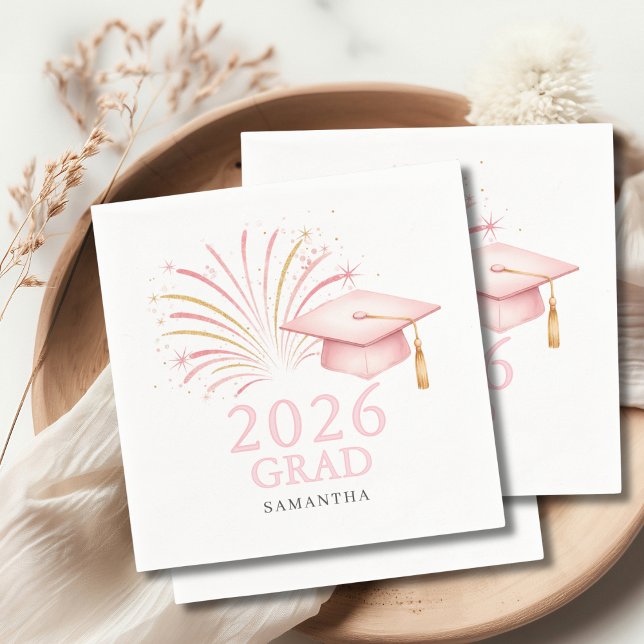 Modern Pink Gold 2026 Grad  Serviette (Von Creator hochgeladen)