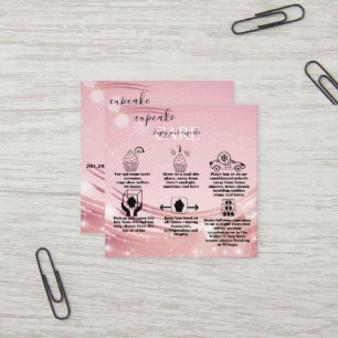 Modern Pink Gold Cupcake Care Square Bu Quadratische Visitenkarte
