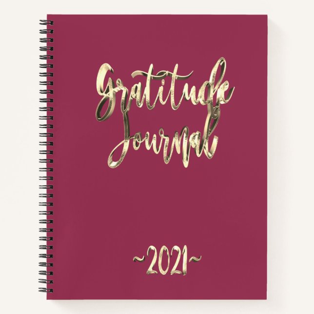 Modern Pink Gold Script Gratitude Journal 2021 (Devant)