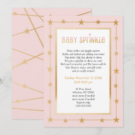 Modern Pink Gold Stars Mädchen Sprinkle einladen Einladung