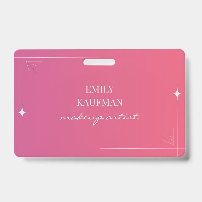 Modern Pink Gradient Makeup Artist Business Ausweis (Front)