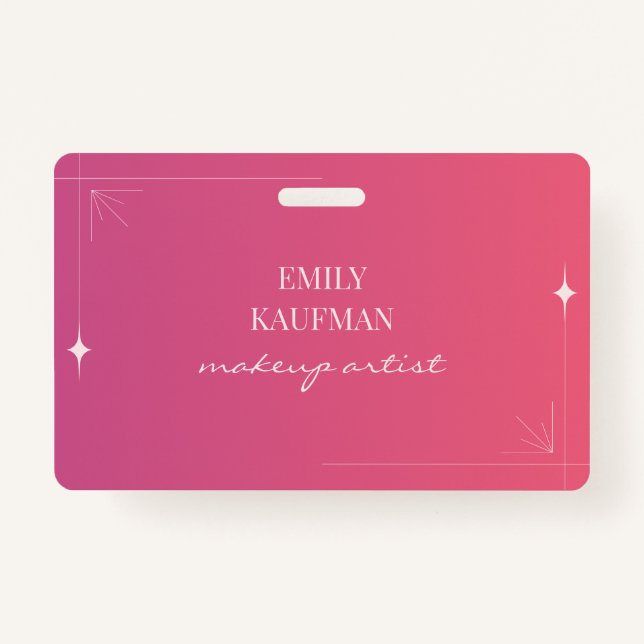 Modern Pink Gradient Makeup Artist Business Ausweis (Vorderseite)