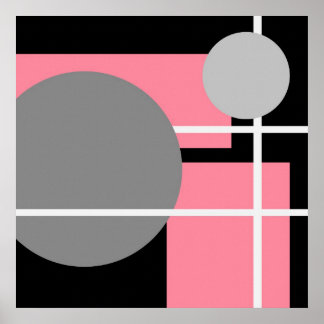 Modern Pink Gray Schwarz-weiß - MS001 Leinwand Poster