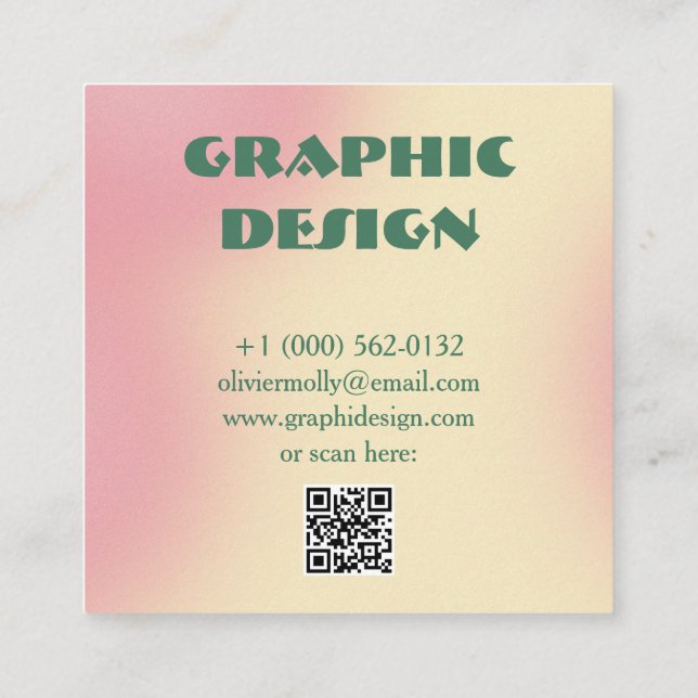 Modern Pink & Green Gradient Business Card Quadratische Visitenkarte (Rückseite)
