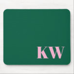 Modern Pink Green Monogram Initials Personalized Mousepad<br><div class="desc">Modern Pink and Green Monogram Initials Personalized Mouse Pad</div>