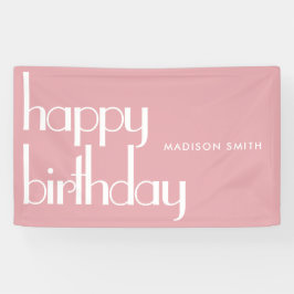 Modern Pink Happy Birthday Banner
