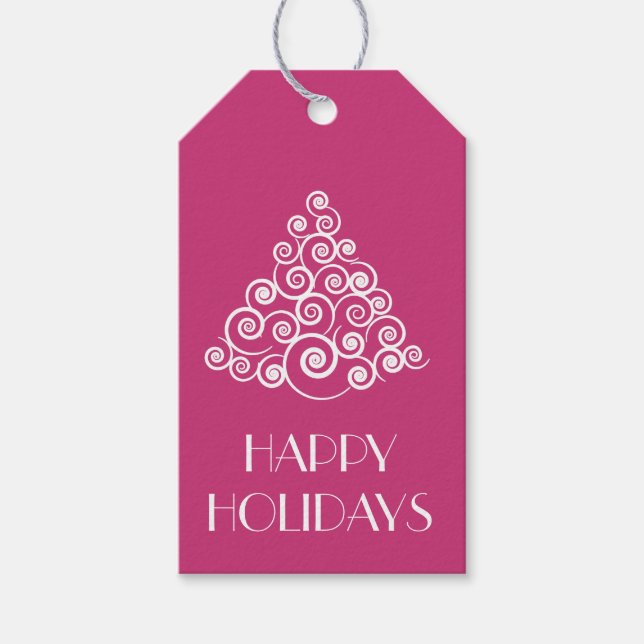 Modern Pink Happy Holidays Weihnachten Geschenkanhänger (Vorderseite)