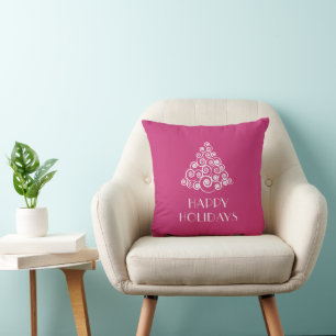 Modern Pink Happy Holidays Weihnachten Kissen
