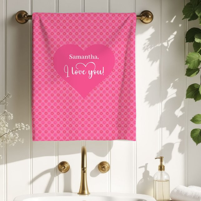 Modern Pink Heart Love Gift for Husband Bath Towel Badhandtuch Set (Modern Pink Heart Love Gift for Husband Bath Towel)
