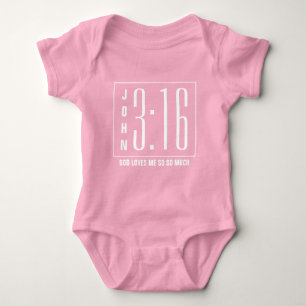 Modern Pink John 3:16 Christlich Baby Strampler