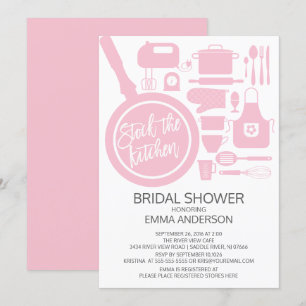 Modern Pink Kitchen Bridal Dusche Einladung