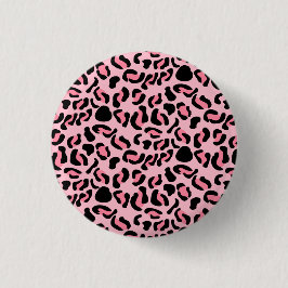 Modern Pink Leopard Pattern Animal Button