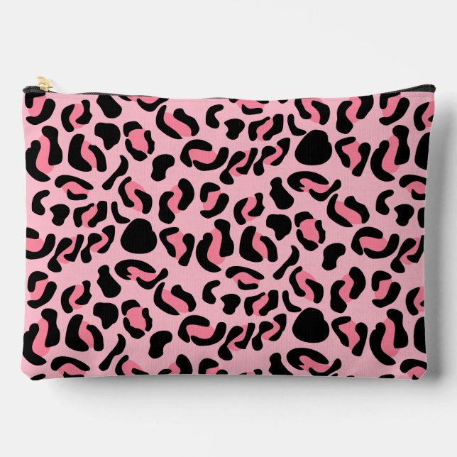 Modern Pink Leopard Pattern Animal Zubehörtasche (Vorderseite)