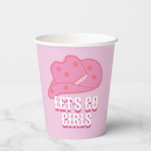 Modern Pink Let's Go Girls Cowboy Hat Rodeo Pappbecher