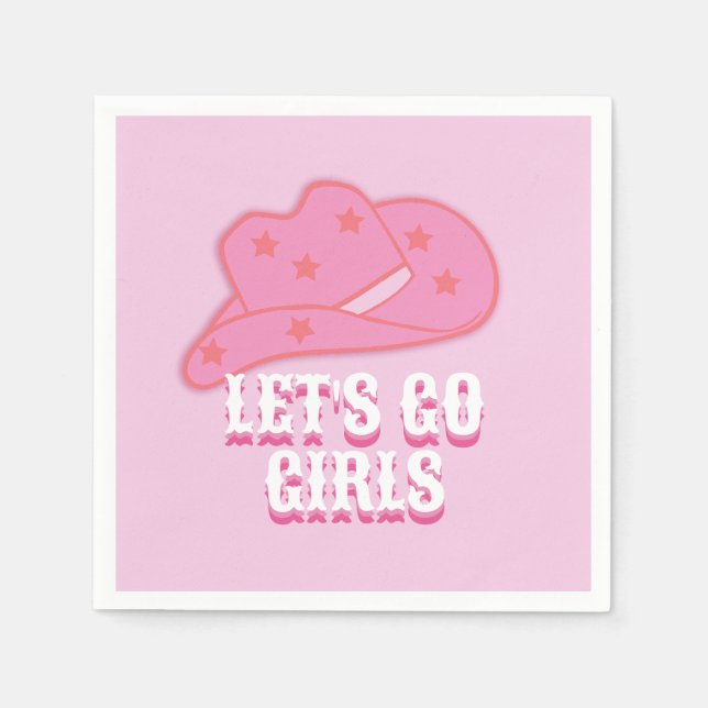 Modern Pink Let's Go Girls Cowboy Hat Rodeo Serviette (Vorderseite)
