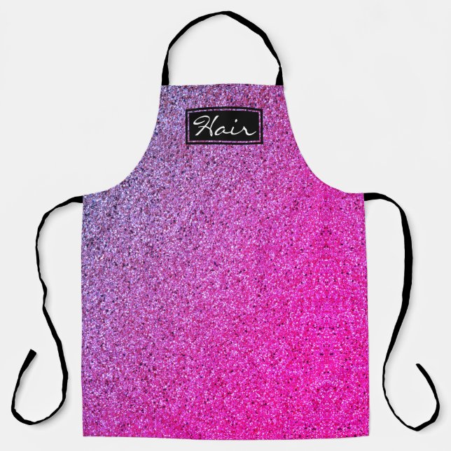 Modern Pink Lila Ombre Glitzer Hair Stylist Schürze (Vorderseite)