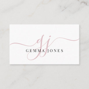 Modern Pink Monogram Feminine Script Name Visitenkarte