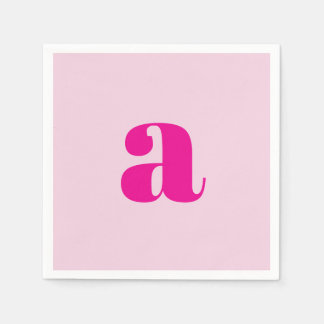 Modern Pink Monogram Napkins Serviette