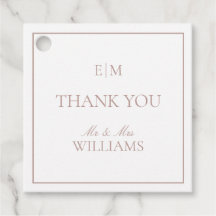 Modern Pink Monogram Vielen Dank Script Wedding