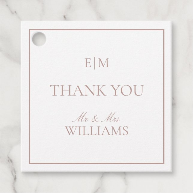 Modern Pink Monogram Vielen Dank Script Wedding Geschenkanhänger (Vorderseite)