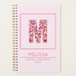 Modern Pink Monogrammed Name Letter M Planer