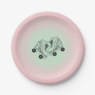 Modern Pink Ombre Roller Skaten Pappteller