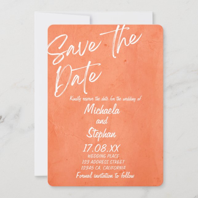 Modern Pink & Orange Sunset Wedding Invitation Einladung (Vorderseite)